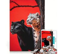 Puzzle da 1000 pezzi per ragazzi con pantera e leopardo delle nevi giochi rilassanti attività divertenti da fare a casa compleanno e Natale 50x75cm