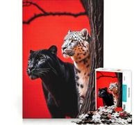 Puzzle da 1000 pezzi per ragazzi con pantera e leopardo delle nevi gioco divertente allena la mente e la mano sfida unica 38x52cm