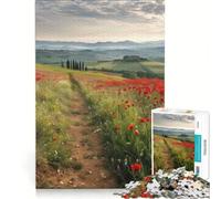 Puzzle da 1000 pezzi per ragazzi con papaveri rossi in Toscana gioco divertente allena la mente e la mano sfida unica 38x26cm