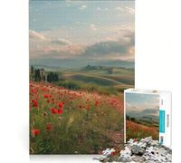 Puzzle da 1000 pezzi per ragazzi con papaveri rossi in Toscana gioco divertente allena la mente e la mano sfida unica 38x26cm