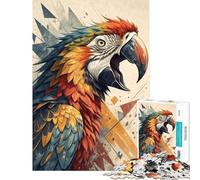 Puzzle da 1000 pezzi per ragazzi con pappagallo colorato e sfondo geometrico Divertimento a casa giochi rilassanti per migliorare la memoria adatto a persone dai 14 anni in su (38x26cm)