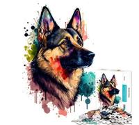 Puzzle da 1000 pezzi per ragazzi con pastore tedesco ad acquerello gioco per famiglie sfida per l'intelligenza giocattolo che crea dipendenza regalo per il Secret Santa migliora la memoria (50x75cm)