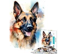 Puzzle da 1000 pezzi per ragazzi con pastore tedesco ad acquerello gioco per famiglie sfida per l'intelligenza giocattolo che crea dipendenza regalo per il Secret Santa migliora la memoria (50x75cm)
