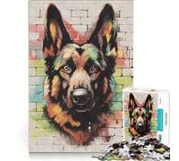 Puzzle da 1000 pezzi per ragazzi con pastore tedesco e graffiti, gioco pratico, ideale per passare il tempo durante le vacanze, compleanno e Natale 50x75cm