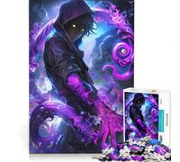 Puzzle da 1000 pezzi per ragazzi con personaggi anime e energia viola, giocattolo fai-da-te, antistress intellettuale, adatto come decorazione da scrivania 38x26cm