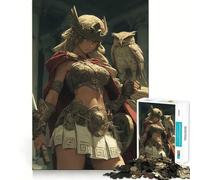 Puzzle da 1000 pezzi per ragazzi con personaggio anime Athena,gufo e spada,gioco di concentrazione mentale,taglio di precisione,bordi lisci,ideale come regalo di Natale (38x26cm)