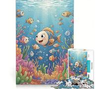 Puzzle da 1000 pezzi per ragazzi, con pesci dei cartoni animati e barriera corallina, gioco educativo, taglio di precisione, ottimo regalo per gli appassionati di videogiochi 50x75cm