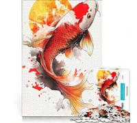 Puzzle da 1000 pezzi per ragazzi con pesci koi e pittura ad acquerello giochi rilassanti attività divertenti da fare a casa compleanno e Natale 38x52cm