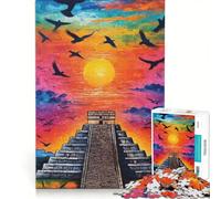 Puzzle da 1000 pezzi per ragazzi con piramide di Chichén Itzá e tramonto, gioco educativo, allena la mente e la mano, collezione d'artista, belle arti 50x75cm