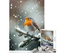 Puzzle da 1000 pezzi per ragazzi con posatoio di pettirosso delle nevi - Giochi divertenti taglio di precisione decorazione per la casa giocattoli che rafforzano l'amore tra le coppie (26x38cm)