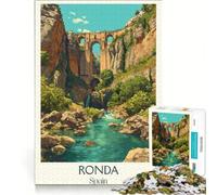 Puzzle da 1000 pezzi per ragazzi con poster del ponte Ronda, giocattolo educativo, decorazione per la casa, con poster abbinato e foglio di curiosità 38x52cm