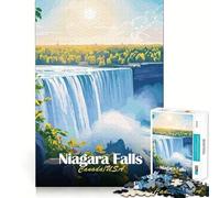 Puzzle da 1000 pezzi per ragazzi con poster delle Cascate del Niagara,disegno dai bordi precisi,attività stimolante per la mente,gioco rilassante,regalo di compleanno (38x52cm)
