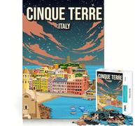 Puzzle da 1000 pezzi per ragazzi con poster delle Cinque Terre,Italia,taglio liscio,gioco per esercitare la mente,momento di relax,attività per compleanno (38x52cm)