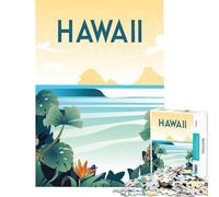 Puzzle da 1000 pezzi per ragazzi con poster di viaggio alle Hawaii gioco interattivo educativo regalo di Babbo Natale segreto ideale per passare il tempo durante le vacanze a casa (dimensioni 38x26cm)