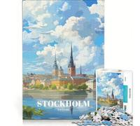 Puzzle da 1000 pezzi per ragazzi con poster di viaggio di Stoccolma, giochi rilassanti, attività divertenti da fare a casa, ottimo regalo per gli appassionati di videogiochi 38x52cm