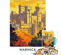 Puzzle da 1000 pezzi per ragazzi con poster vintage del Castello di Warwick Gioco divertente decorazione perfetta ideale come regalo per tutta la famiglia (dimensioni 38x26cm)
