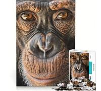 Puzzle da 1000 pezzi per ragazzi con primo piano del volto di uno scimpanzé, giocattolo educativo, decorazione per la casa, compleanni e occasioni speciali 38x52cm