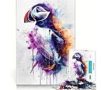 Puzzle da 1000 pezzi per ragazzi con pulcinella di mare atlantica,acquerello,taglio liscio,gioco di logica,gioco rilassante,regalo di compleanno per hobby (38x26cm)