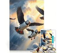 Puzzle da 1000 pezzi per ragazzi con pulcinelle di mare che volano nel cielo decorazione da parete passatempo ideale per le vacanze a casa per rafforzare l'amore tra le coppie 38x52cm