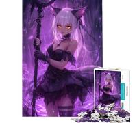 Puzzle da 1000 pezzi per ragazzi con ragazza gatto anime difficile e stimolante per attività in famiglia decorazione per la casa giocattolo per ragazzi dai 14 anni in su 38x52cm