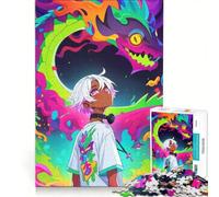 Puzzle da 1000 pezzi per ragazzi con ragazzo anime e drago colorato, giochi rilassanti, interazione genitore-figlio, regalo di compleanno e unico 50x75cm