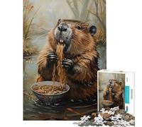 Puzzle da 1000 pezzi per ragazzi con ramen spaghetti e castoro Divertimento a casa gioco per tutta la famiglia che migliora la memoria adatto a partire dai 14 anni 38x52cm