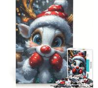 Puzzle da 1000 pezzi per ragazzi con renne natalizie carine e divertenti, giochi per famiglie, per divertimento in famiglia, collezione d'artista, belle arti 38x26cm