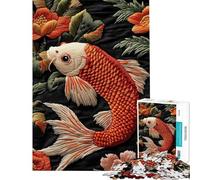 Puzzle da 1000 pezzi per ragazzi con ricamo di pesci koi gioco di velocità per ragazzi difficile e stimolante 50x75cm