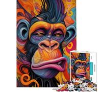 Puzzle da 1000 pezzi per ragazzi con ritratto astratto di scimmia ideale per adulti e famiglie con schema di assemblaggio e regalo perfetto per tutta la famiglia (dimensioni 38x26cm)