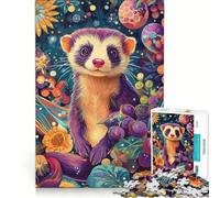 Puzzle da 1000 pezzi per ragazzi con ritratto botanico di furetto dai colori vivaci giocattolo decorativo da parete perfetto come regalo di Natale o di compleanno 50x75cm