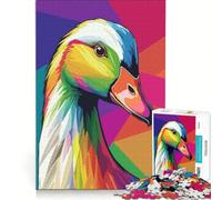 Puzzle da 1000 pezzi per ragazzi con ritratto di anatra colorata in stile pop art, giocattolo educativo, attività divertenti da fare a casa, gioco stimolante, regalo 38x52cm