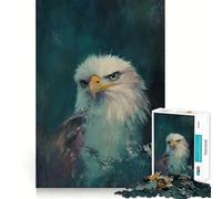 Puzzle da 1000 pezzi per ragazzi con ritratto di aquila calva,ritaglio preciso,decorazione,gioco cognitivo,giocattolo per il tempo libero,regalo di Natale rilassante (38x26cm)