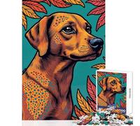 Puzzle da 1000 pezzi per ragazzi con ritratto di cane e foglie gioco divertente taglio di precisione decorazione per la casa giocattolo per rafforzare l'amore tra le coppie (50x75cm)