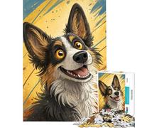 Puzzle da 1000 pezzi per ragazzi con ritratto di cane felice Puzzle per adulti gioco per famiglie migliora la memoria ideale come regalo (dimensioni 38x52cm)