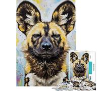 Puzzle da 1000 pezzi per ragazzi con ritratto di cane selvatico africano dipinto ideale per il fai da te perfetto per le vacanze a casa o per passare il tempo insieme un'attività che stimola