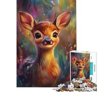 Puzzle da 1000 pezzi per ragazzi con ritratto di cervo fantasioso ideale per il fai da te perfetto per le vacanze a casa o per passare il tempo interagendo con i genitori (dimensioni 38x52cm)