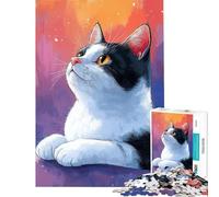 Puzzle da 1000 pezzi per ragazzi con ritratto di gatto curioso ideale per compleanni e Natale Un'opera d'arte Giochi rilassanti per ragazzi dai 14 anni in su (38x52cm)