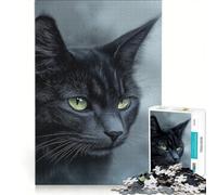 Puzzle da 1000 pezzi per ragazzi con ritratto di gatto nero, ideale per rilassarsi, divertirsi a casa e come regalo 50x75cm
