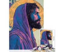 Puzzle da 1000 pezzi per ragazzi con ritratto di Gesù Cristo gioco divertente antistress giocattolo educativo per rafforzare l'amore tra le coppie (38x26cm)