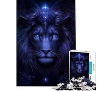 Puzzle da 1000 pezzi per ragazzi con ritratto di leone blu mistico gioco educativo e stimolante gioco pratico e divertente (dimensioni 38x26cm)