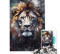 Puzzle da 1000 pezzi per ragazzi con ritratto di leone colorato attività divertenti da fare a casa gioco educativo di assemblaggio per ragazzi dai 14 anni in su (38x52cm)