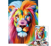 Puzzle da 1000 pezzi per ragazzi con ritratto di leone colorato gioco interattivo educativo regalo di Babbo Natale segreto ideale per passare il tempo durante le vacanze (dimensioni 75x50cm)