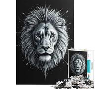 Puzzle da 1000 pezzi per ragazzi con ritratto di leone e matita Attività divertenti da fare a casa Decorazione perfetta Giochi rilassanti per ragazzi dai 14 anni in su 38x52cm