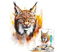 Puzzle da 1000 pezzi per ragazzi con ritratto di lince ad acquerello giocattolo educativo per l'apprendimento e il miglioramento della memoria regalo di compleanno (dimensioni 38x26cm)