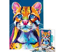 Puzzle da 1000 pezzi per ragazzi con ritratto di ocelot colorato gioco educativo regalo di compleanno modello da assemblare (dimensioni 50x75cm)