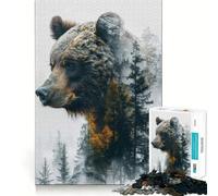 Puzzle da 1000 pezzi per ragazzi con ritratto di orso,gioco di incastro preciso,gioco di abilità mentale,divertimento rilassante,ideale per compleanni (50x75cm)