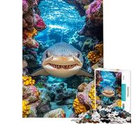 Puzzle da 1000 pezzi per ragazzi con ritratto di squalo leopardo nella barriera corallina Puzzle per famiglie ideale per divertirsi in famiglia e come regalo per tutta la famiglia (dimensioni 38x52cm)