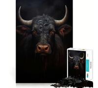 Puzzle da 1000 pezzi per ragazzi con ritratto di toro e mucca,gioco di incastro preciso,sfida mentale,giocattolo per momenti di relax e divertimento,scena natalizia (50x75cm)