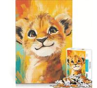 Puzzle da 1000 pezzi per ragazzi con ritratto di un simpatico cucciolo di leone, gioco divertente, allena la mente e la mano, sfida unica 50x75cm