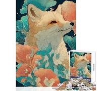Puzzle da 1000 pezzi per ragazzi con ritratto di volpe ed elementi floreali gioco rilassante per tutta la famiglia decorazione per la casa giocattolo che migliora l'amore tra le coppie (50x75cm)
